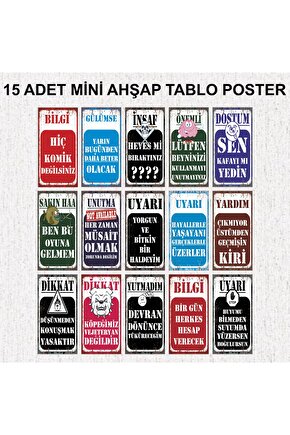 komik atarlı sözler duvar yazıları kamyon arkası sözler 15 adet mini retro ahşap poster tablo