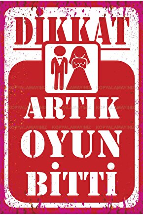 gelin damat düğün evlilik hediyelik komik sözler oyun bitti ev dekorasyon tablo retro ahşap poster