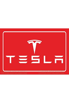 tesla logo park tabela retro ahşap poster