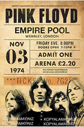 pink floyd rock müzik konser afişi ev dekorasyon tablo retro ahşap poster