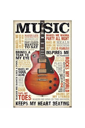 gitar müzik ev dekorasyon tablo retro ahşap poster