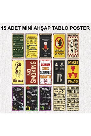 aile kuralları mutfak kuralları girilmez wc no smoking ev dekorasyon 15 mdf ahşap poster seti