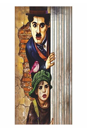 charlie chaplin the kid sinema pop art ev dekorasyon tablo mini retro ahşap poster