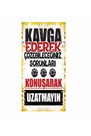 konuşarak uzatmayın atarlı komik sözler duvar yazıları ev dekorasyon tablo mini retro ahşap poster