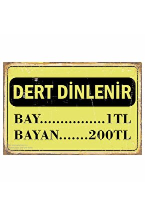 dert dinlenir bay 1 tl 200 tl eğlenceli komik duvar yazıları dekor tablo retro ahşap poster