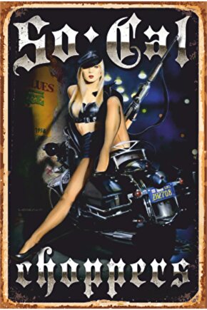 Pin Up Kızı Klasik Vintage Motor Retro Ahşap Poster