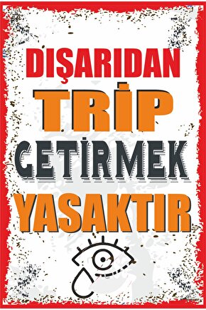 Dışarıdan Stres Trip Getirmek Yasaktır Komik Duvar Yazıları Retro Ahşap Poster