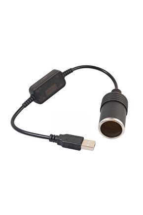 Pm-5726 Usb 2.0 5 Volt - 2 Amper To 12 Volt - 0.8 Amper Araç Çakmak Fişi Dişi Çevirici