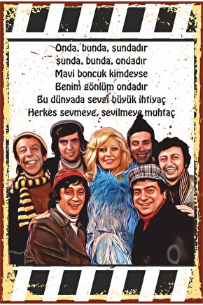 Mavi Boncuk Kimdeyse Emel Sayın Yeşilçam Retro Ahşap Poster