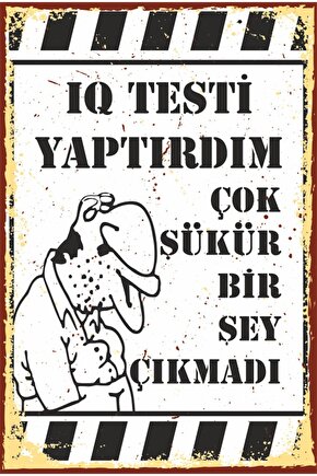 Iq Testi Yaptırdım Komik Sözler Retro Ahşap Poster