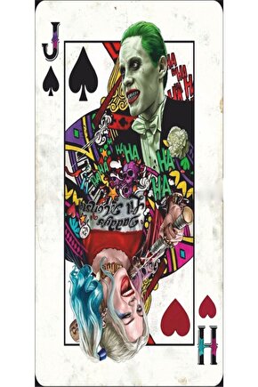 Joker Ve Harley Quinn Poker Kağıdı Retro Ahşap Poster