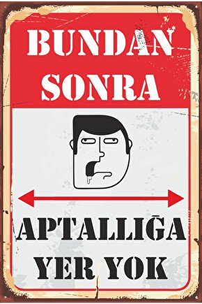 Bundan Sonra Aptallığa Yer Yok Duvar Yazıları Komik Sözler Retro Vintage Ahşap Poster