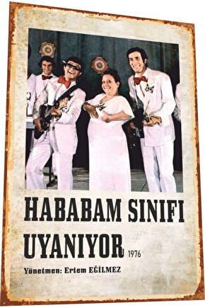 Hababam Sınıfı Uyanıyor Beyaz Melekler Yeşilçam Filmleri Retro Ahşap Poster