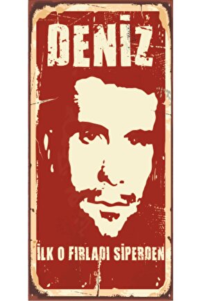 Deniz Gezmiş (10 Cm X 20 Cm) Mini Retro Ahşap Poster