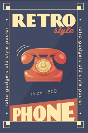 Retro Telefon Retro Ahşap Poster