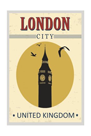 Ingiltere Londra Retro Vintage Ahşap Poster