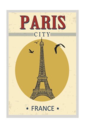 Fransa Paris Retro Vintage Ahşap Poster