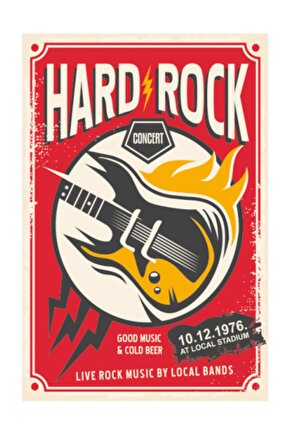 Hard Rock Retro Vintage Ahşap Poster