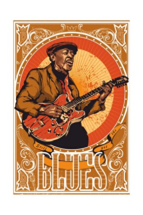 Blues Retro Vintage Ahşap Poster 2030039