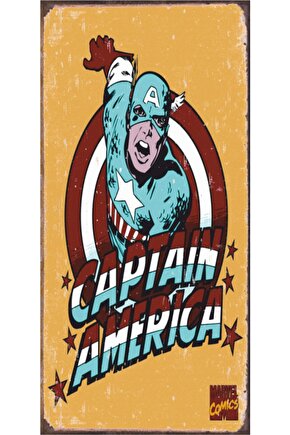 Captain America Marvel Mini Retro Ahşap Poster