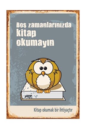 Boş Zamanlarınızda Kitap Okumayın Retro Vintage Ahşap Poster