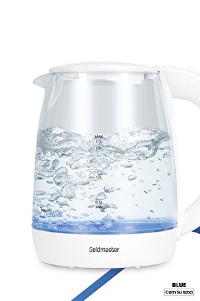 Orginal Blue 2200 Watt 1.7 Litre Işıklı Cam Kettle Su Isıtıcı Beyaz