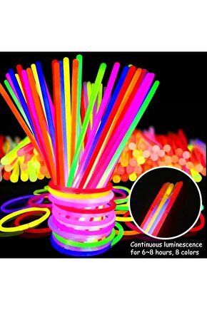 Karanlıkta Yanan Parlayan Fosforlu Glow Stick Çubuk Bileklik 50