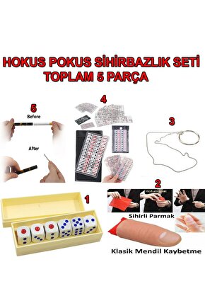 Hokus Pokus Sihirbazlık Seti Illüzyon Oyunları 5 Parçalık Set