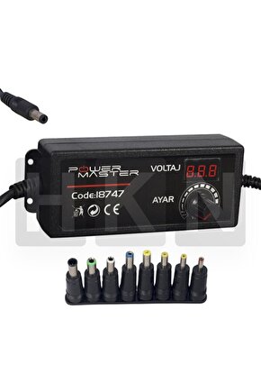 Şık Tasarım Göstergeli 3 Volt - 12 Volt 2 Amper Çok Uçlu Ayarlı Kademeli Adaptör