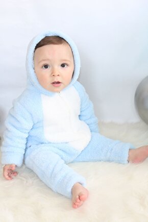 Welsoft Peluş Fermuarlı Kışlık Unisex Kız Erkek Bebek Uyku Tulumu Bebek Tulumu Çocuk Tulumu Kostümü