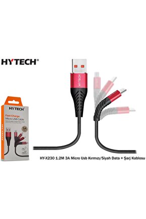 Hyx230 1.2m 3a Micro Usb,krmz-siyah