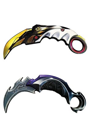 Ahşap Valorant 2 Li Set Oyuncak Figür ( Valorant Champions Karambit Ve Yağmacı Karambit )