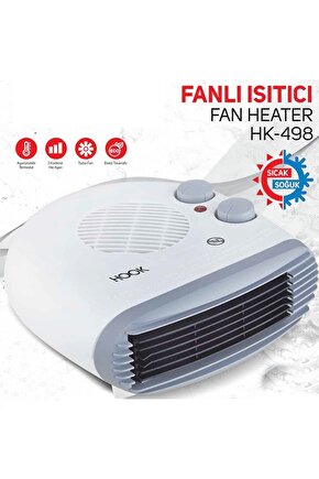 Yatay Fanlı Elektrikli Isıtıcı Termostatlı 3 Kademeli Turbo Fan Sıcak Soğuk Üfleme 2000w Garantili