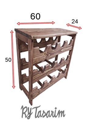 Ahşap Masif Ağaç Ceviz Boyali 3 Katlı Şaraplık [ Ry ]