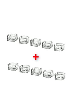 10 Adet Tealight Mumluk 5x5x3,5 Cm İkea 10lu Set Şeffaf Cam Mumluk Mum Tabağı