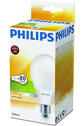 Phılıps 18w=80w Extra Softone yumuşak Sarı Işık-2700kcam (6LI PAKET) 135mmx70mm