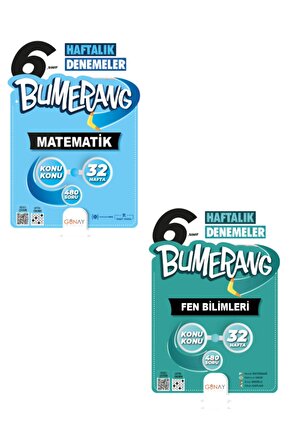 Günay Yayınları 6. Sınıf Matematik + Fen Bilimleri Bumerang Serisi 32 Haftalık Deneme Seti