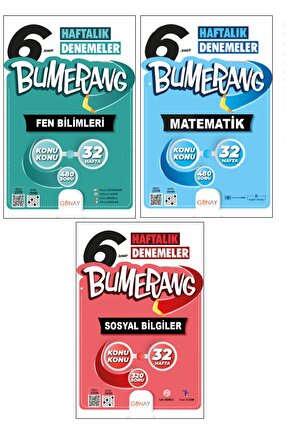 6. Sınıf Bumerang Matematik + Fen Bilimleri + Sosyal 32 Haftalık Deneme Seti