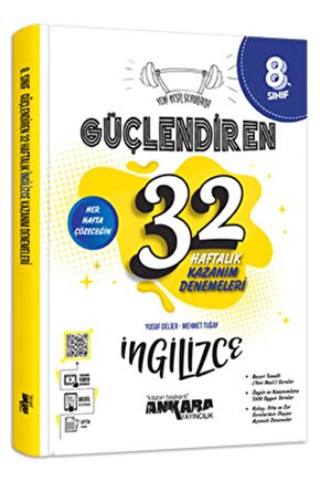 Ankara 8. Sınıf Güçlendiren 32 Haftalık Ingilizce Kazanım Denemeleri