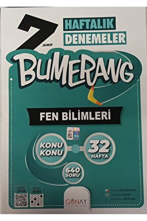 Bumerang 7. Sınıf Fen Bilimleri Haftalık Denemeler  Kolektif  Günay Yayınları  9786258331684