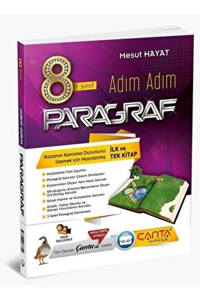 8. Sınıf Adım Adım Paragraf Soru Bankası  Kolektif  Çanta Yayınları  9786258173314