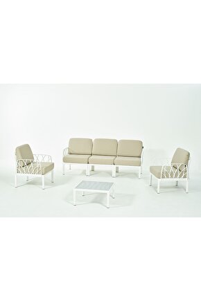 GARDA Sofa Set 3+1+1+Sehpa BEJ Minderli