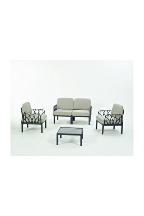 GARDA Sofa Set 2+1+1+Sehpa BEJ Minderli