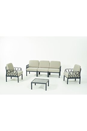 GARDA Sofa Set 3+1+1+Sehpa BEJ Minderli