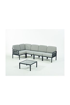 GARDA Sofa Set L Köşe + Sehpa GRİ Minderli