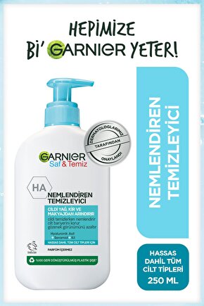 Saf ve Temiz Nemlendiren Temizleyici 250 ml (Hyaluronik Asit + Seramid + Beyaz Kil)