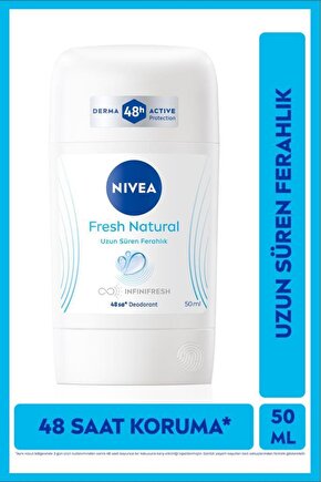 Kadın Stick Deodorant Fresh Natural 50ml, Ter Kokusuna Karşı 48 Saat Koruma, Uzun Süren Ferahlık