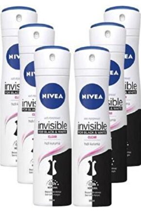 Invisible Black&white Clear Kadın Sprey Deodorant 150 Ml*6lı