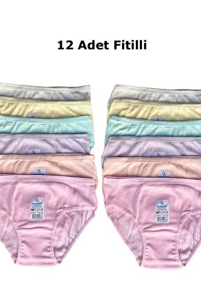 12li Dondeza Pamuklu Fitilli Kaşkorse Pastel Renk Kız Çocuk Bikini Külot