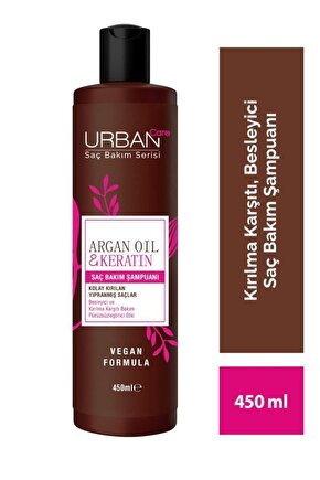 Argan Oil & Keratin Kolay Kırılan Yıpranmış Saçlara Özel Saç Bakım Şampuanı -vegan-450ml